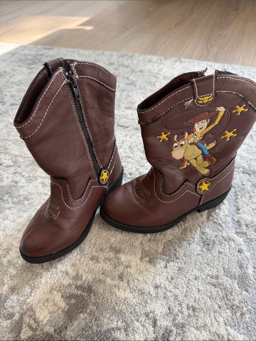 Disney Brown Kids Cowboy Boots with Woody Graphic
